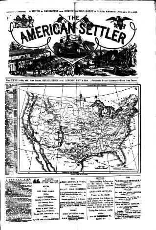 cover page of American Settler published on May 4, 1889