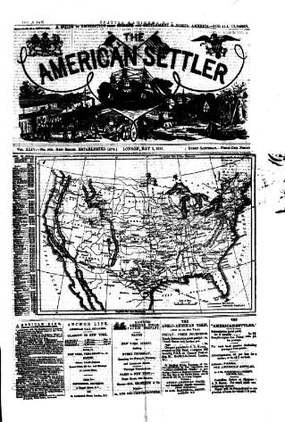 cover page of American Settler published on May 2, 1891