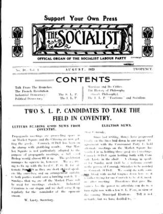 cover page of Socialist (Edinburgh) published on August 1, 1923