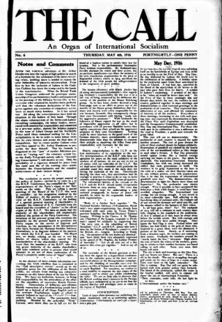 cover page of Call (London) published on May 4, 1916