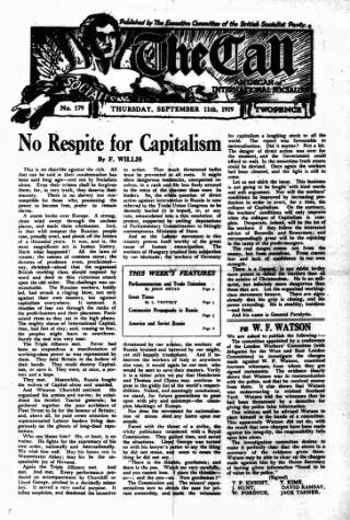 cover page of Call (London) published on September 11, 1919