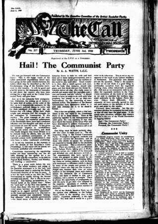 cover page of Call (London) published on June 3, 1920