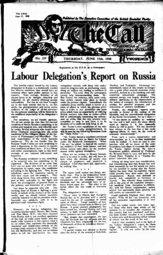 cover page of Call (London) published on June 17, 1920