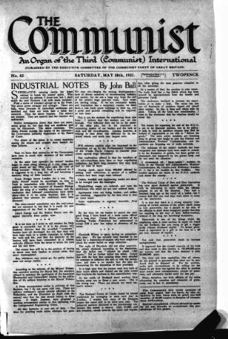 cover page of Communist (London) published on May 28, 1921