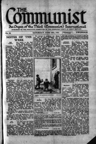cover page of Communist (London) published on June 18, 1921