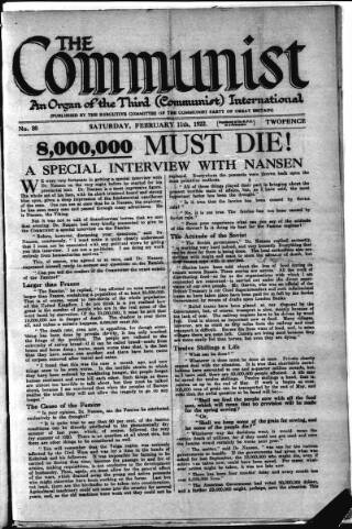 cover page of Communist (London) published on February 11, 1922