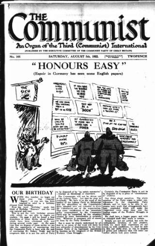 cover page of Communist (London) published on August 5, 1922