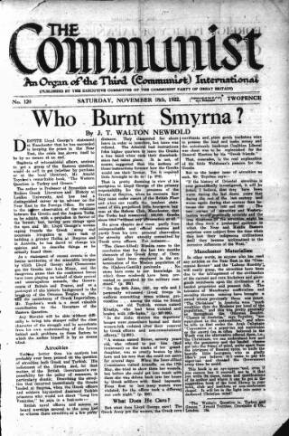 cover page of Communist (London) published on November 18, 1922