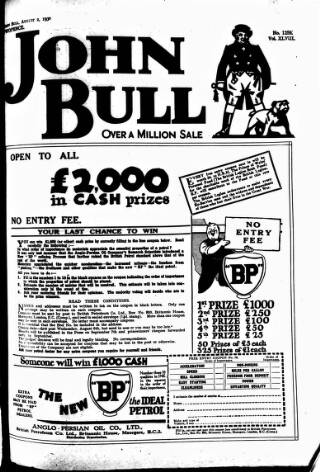 cover page of John Bull published on August 2, 1930