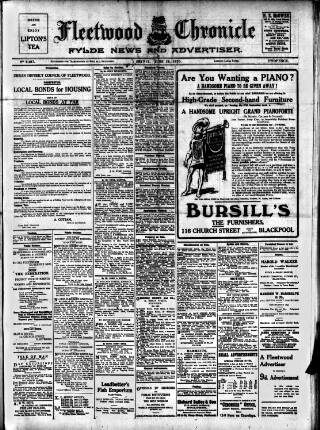 cover page of Fleetwood Chronicle published on June 18, 1920