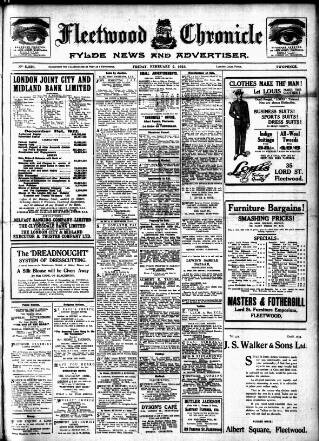 cover page of Fleetwood Chronicle published on February 2, 1923