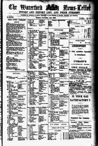 cover page of Waterford News Letter published on November 2, 1909