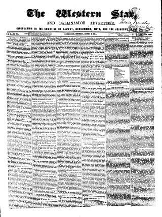 cover page of Western Star and Ballinasloe Advertiser published on August 2, 1851