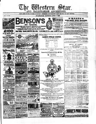 cover page of Western Star and Ballinasloe Advertiser published on April 1, 1899
