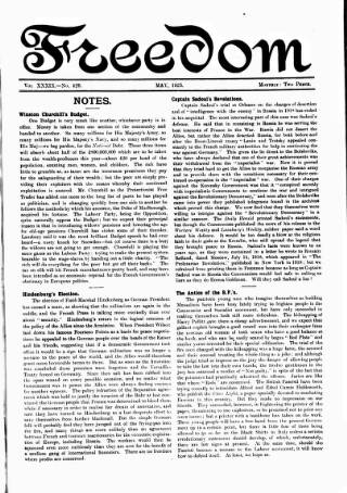 cover page of Freedom (London) published on May 1, 1925