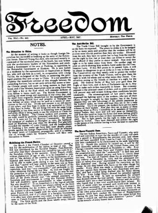 cover page of Freedom (London) published on May 1, 1927