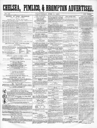 cover page of Chelsea & Pimlico Advertiser published on February 2, 1861