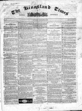 cover page of Kingsland Times and General Advertiser published on February 2, 1861