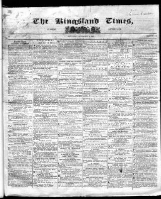 cover page of Kingsland Times and General Advertiser published on November 2, 1861