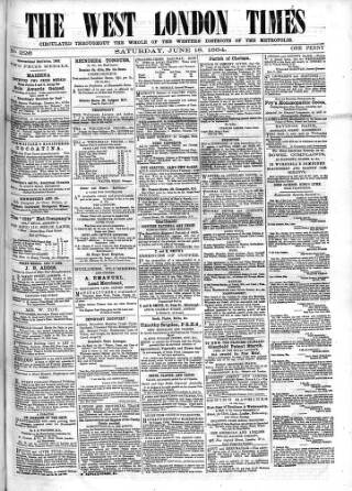 cover page of West London Times published on June 18, 1864