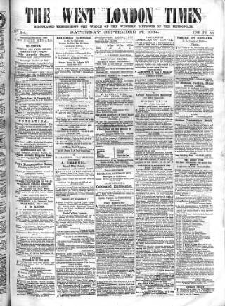 cover page of West London Times published on September 17, 1864