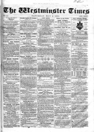 cover page of Westminster Times published on May 2, 1863