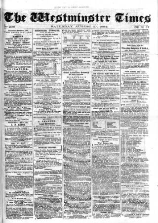 cover page of Westminster Times published on August 27, 1864