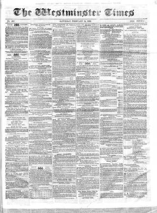 cover page of Westminster Times published on February 24, 1866