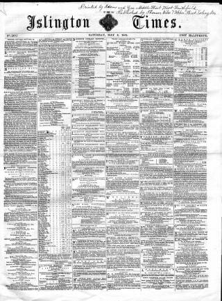 cover page of Islington Times published on May 4, 1861