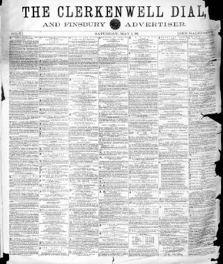 cover page of Clerkenwell Dial and Finsbury Advertiser published on May 2, 1863