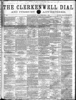 cover page of Clerkenwell Dial and Finsbury Advertiser published on November 5, 1864