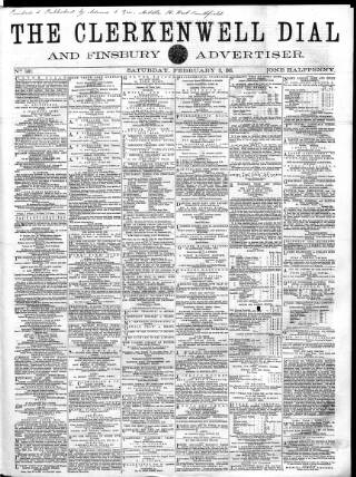 cover page of Clerkenwell Dial and Finsbury Advertiser published on February 11, 1865