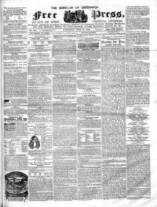 cover page of Borough of Greenwich Free Press published on June 18, 1859