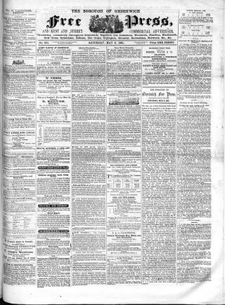 cover page of Borough of Greenwich Free Press published on May 4, 1861