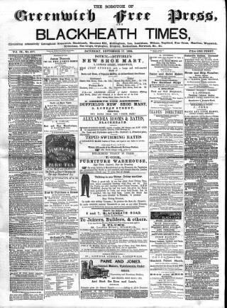 cover page of Borough of Greenwich Free Press published on September 17, 1864