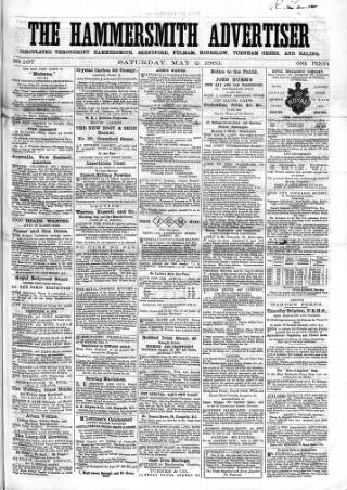 cover page of Hammersmith Advertiser published on May 2, 1863