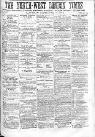 cover page of North-West London Times published on September 17, 1864