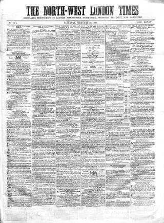 cover page of North-West London Times published on February 10, 1866