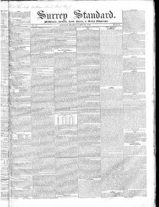 cover page of Surrey & Middlesex Standard published on March 19, 1836