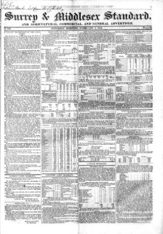 cover page of Surrey & Middlesex Standard published on February 2, 1839