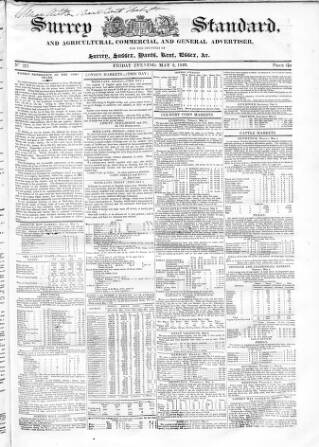 cover page of Surrey & Middlesex Standard published on May 8, 1840
