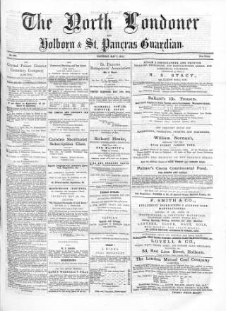 cover page of North Londoner published on May 2, 1874