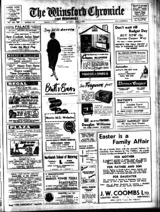 cover page of Winsford Chronicle published on April 5, 1958
