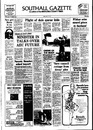 cover page of Southall Gazette published on June 18, 1976