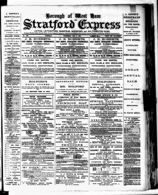 cover page of Stratford Express published on May 2, 1888