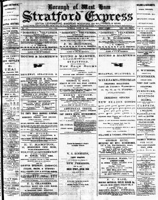 cover page of Stratford Express published on March 19, 1892