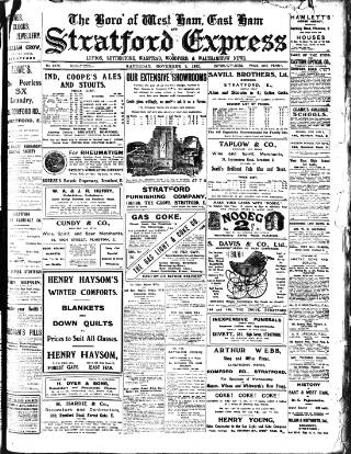 cover page of Stratford Express published on November 2, 1912