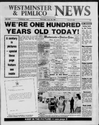 cover page of Westminster & Pimlico News published on June 18, 1987