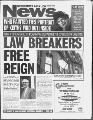 cover page of Westminster & Pimlico News published on September 17, 1998