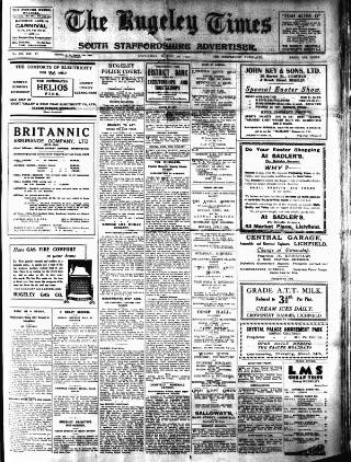 cover page of Rugeley Times published on March 19, 1932
